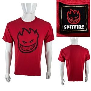 Spitfire Men Medium Shirt Fire Big Logo Skateboard SB Tee Red Vintage Streetwear